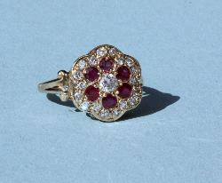 Edwardian Ruby And Diamond Cluster Ring