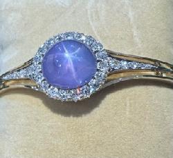 Fabulous Antique Star Sapphire And Diamond Bangle