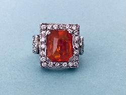 Fabulous Fire Opal And Diamond Ring