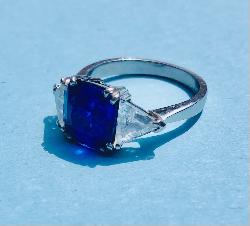 Fabulous Large Sapphire And Diamond Ring