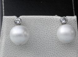 Large South Sea Pearl And Diamond Earrings