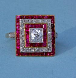 Original Art Deco Ruby And Diamond Engagement Ring