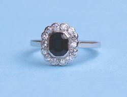 Platinum Sapphire And Diamond Engagement Ring 