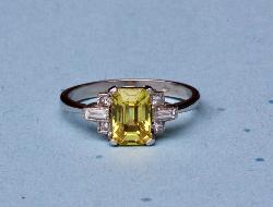 Platinum Yellow Sapphire And Diamond Engagement Ring