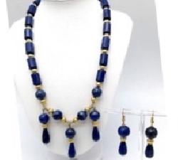 Regal Lapis Lazuli Necklace And Earrings 