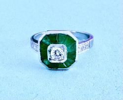 Retro Emerald And Diamond Ring