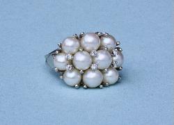 Retro Pearl And Diamond Cocktail Ring. 