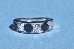Sapphire And Diamond 6 Stone Half Hoop Ring