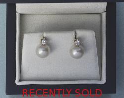 Akoya Cultered Pearl And Diamond Earrings