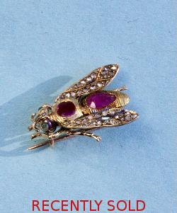 Antique Ruby And Diamond Bee Brooch