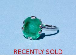 Beautiful Art Deco Columbian Emerald Solitaire Ring