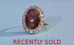 Beautiful Large Opal And Diamond Ring