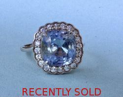 Cushion Shape Sapphire And Diamond Ring With A Certificate 