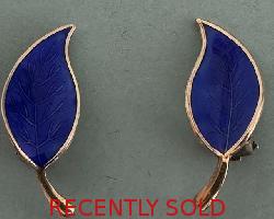 Danish Blue Enamel Earrings