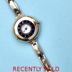 Edwardian Enamel And Gold Ladies Wrist Watch 