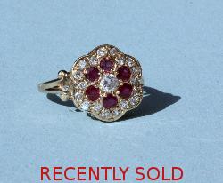 Edwardian Ruby And Diamond Cluster Ring