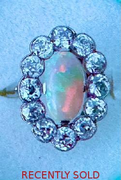 Fabulous Antique Black Opal And Diamond Ring