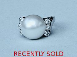 Fabulous Oriental South-sea Pearl And Diamond Ring