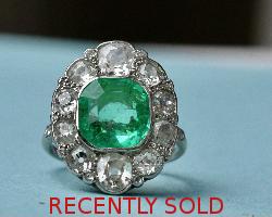 Gorgeous Antique Emerald And Diamond Ring
