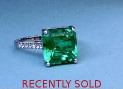 Gorgeous Large Asscher-cut Emerald And Diamond  Ring