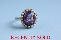 Lovely Antique Amethyst And Seed Pearl Ring