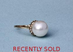 Lovely South Sea Pearl And Diamond Cocktail Ring