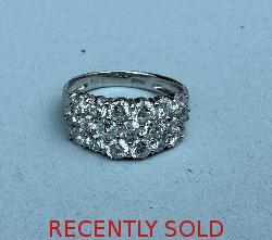 Platinum Diamond Three Row Ring