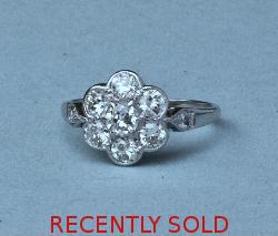Platinum Edwardian Diamond Cluster Engagement Ring