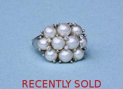 Retro Pearl And Diamond Cocktail Ring. 