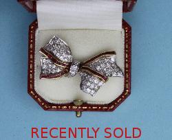 Ruby And Diamond Ribbon Tied Bow Brooch