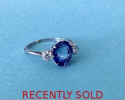 Sapphire An Diamond Three Stone Engagement Ring