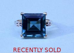 Swiss Blue Topaz And Diamond Ring