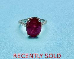 Vintage 5ct  Ruby And Diamond Platinum Engagement Ring