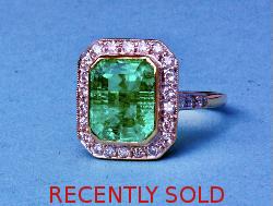 Vintage Emerald And Diamond Engagement Ring