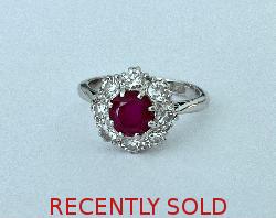 Vintage Ruby And Diamond Cluster Ring
