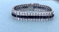 Stunning French Art Deco Diamond And Sapphire Bracelet