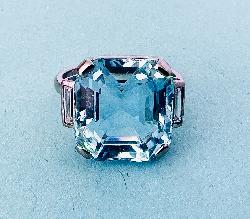 Stunning Large Aquamarine And Diamond Ring