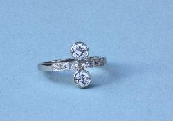 Stylish Double Diamond Engagement Ring