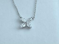 Tiffany Style Kiss Diamond Pendant Necklace