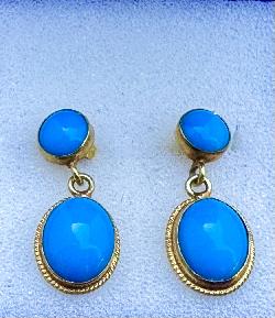 Turquoise And Gold Drop Earrings