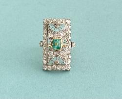 Unusual Retro Emerald And Diamond Ring