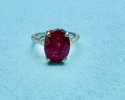 Vintage 5ct  Ruby And Diamond Platinum Engagement Ring