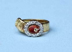 Vintage Diamond And Enamel Buckle Ring