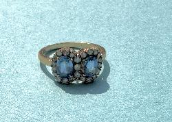 Vintage Sapphire And Diamond Double Cluster Ring