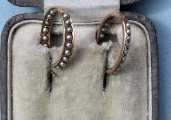 Vintage Split Pearl Hoop Earrings