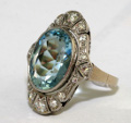 Vintage Aquamarine Diamond Engagement Ring